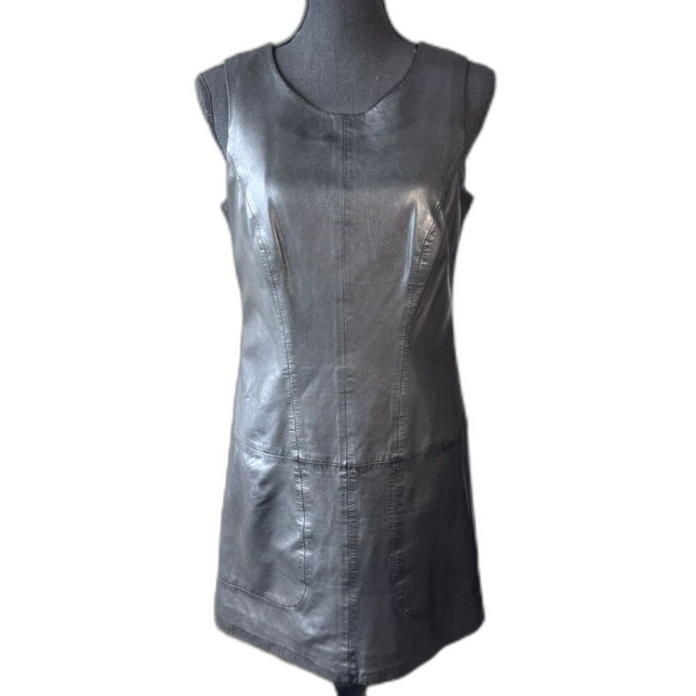 Size 6 Andrew Marc lamb skin leather little black dress 10614